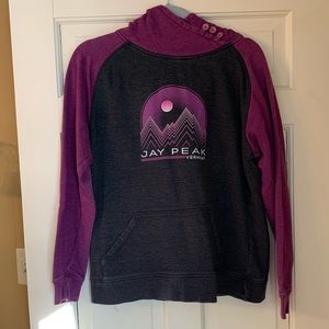 Purple and gray Jay Peak sweatshirt